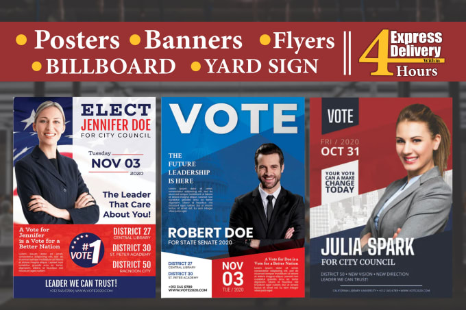 Gig Preview - Designs political poster, banner, flyer, billboard, and yard sign