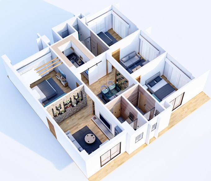 Gig Preview - Convert 2d to 3d floor plan in 12 hours