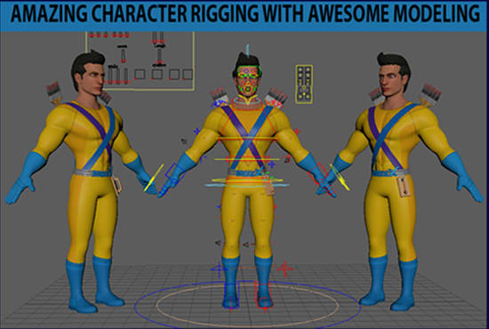 Gig Preview - Create 3d character rigging, modelling in maya for movies, unreal or unity