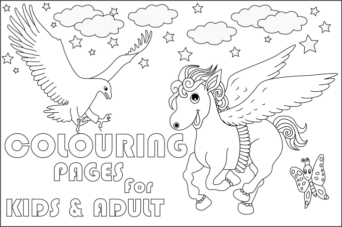 Gig Preview - Do unique coloring book page for kids