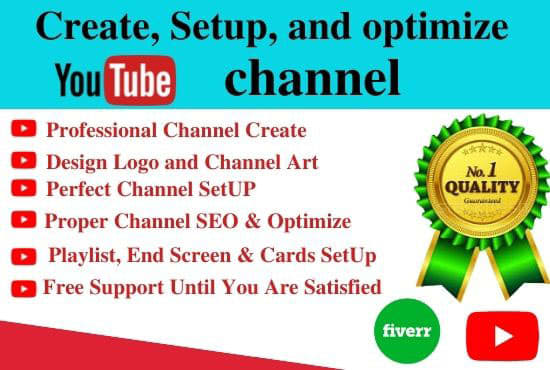 Gig Preview - Professionally create, setup and design your youtube channel