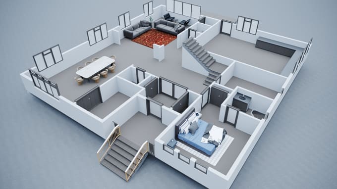 Gig Preview - Convert you pdf, photo, hand drawing to 3d floor plan