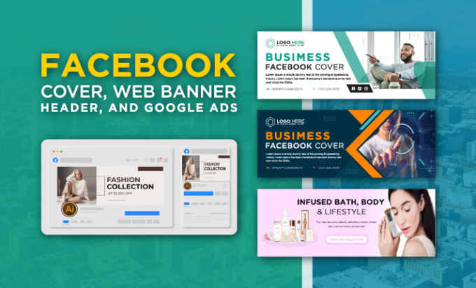 Gig Preview - Design facebook cover, web banner, header, and google ads