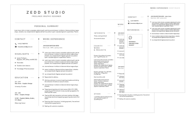 Bestseller - design simple clean black and white resume CV