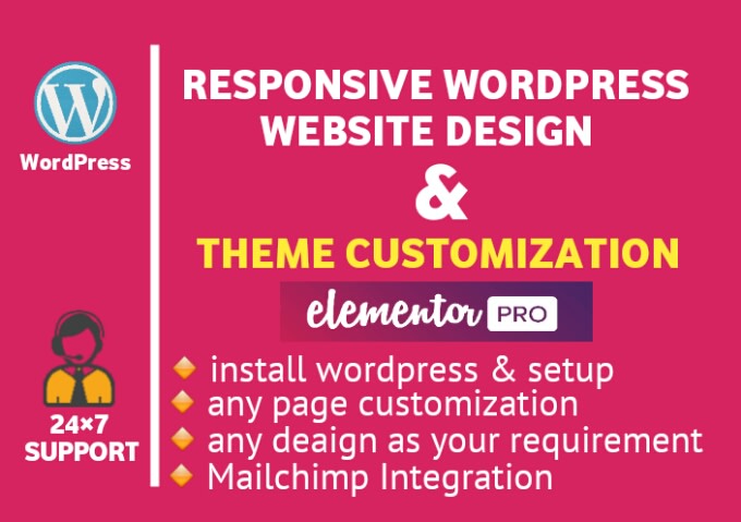 Gig Preview - Create responsive wordpress website design or blog  or do theme customization