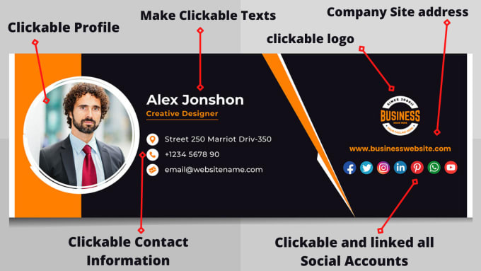 Gig Preview - Design clickable html email signature