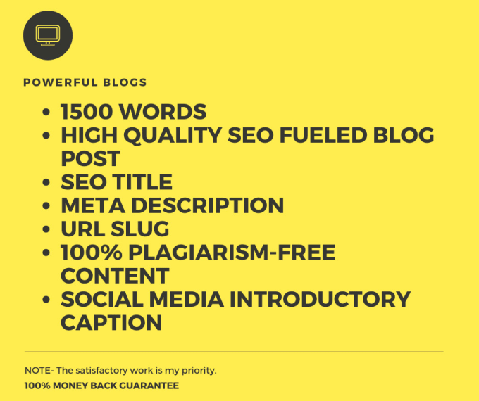 Gig Preview - Write SEO fueled 2500 words blogs