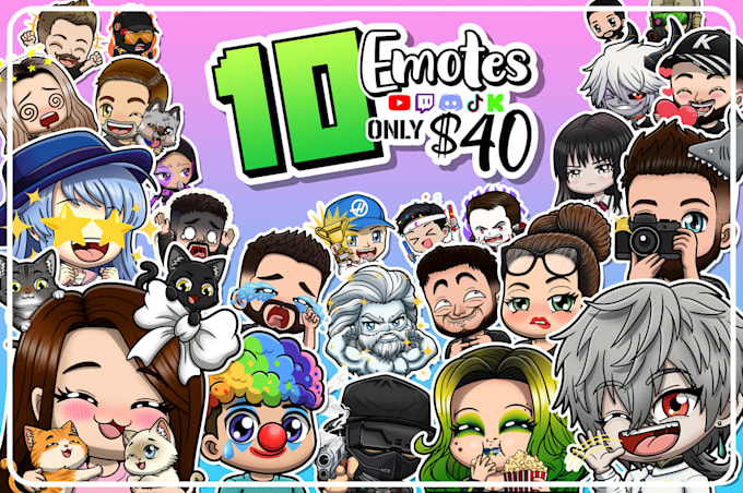 Gig Preview - Make custom emotes for twitch, discord, youtube, tiktok and kick emojis