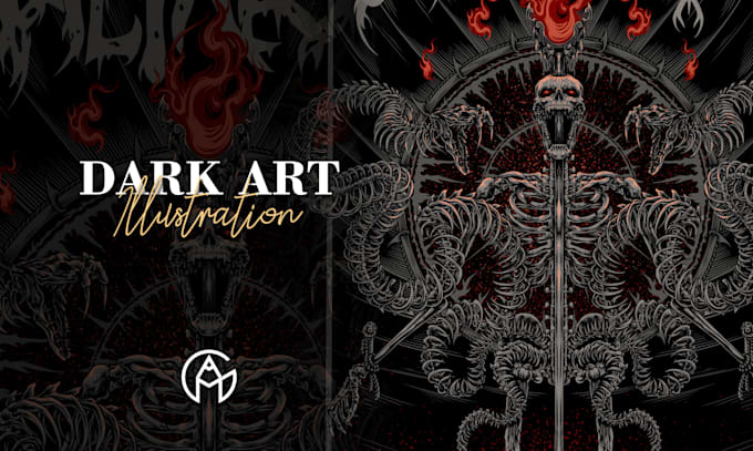 Gig Preview - Draw darkart, skull illustration or vintage design