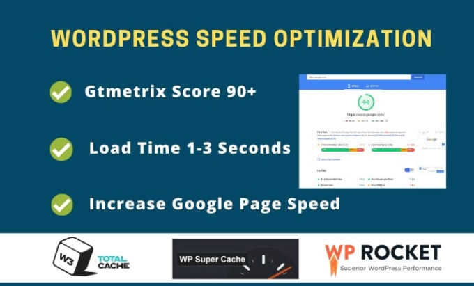 Gig Preview - Do wordpress speed optimization on gtmetrix, pagespeed insights using wp rocket