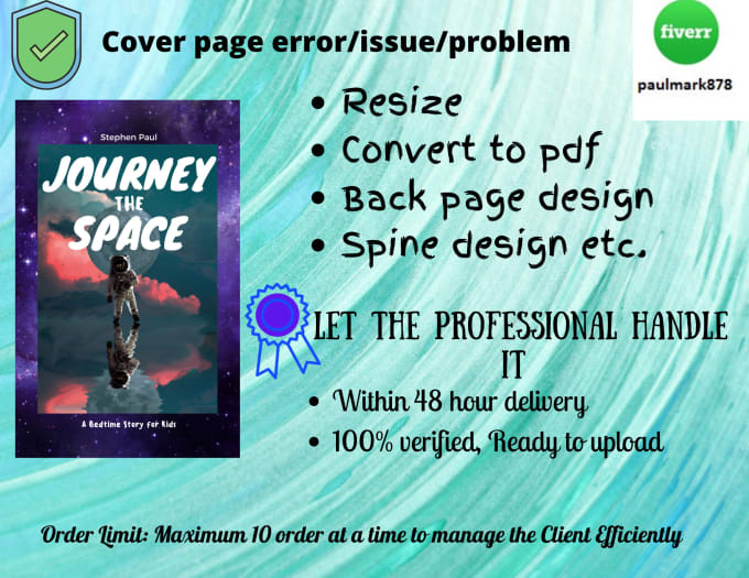 Gig Preview - Fix, resize, modify your ebook cover issue or problem or error