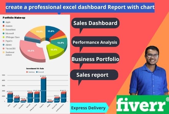 Gig Preview - Create excel data visualization and dashboard with charts