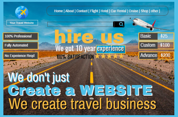 Gig Preview - Create travel website on wordpress