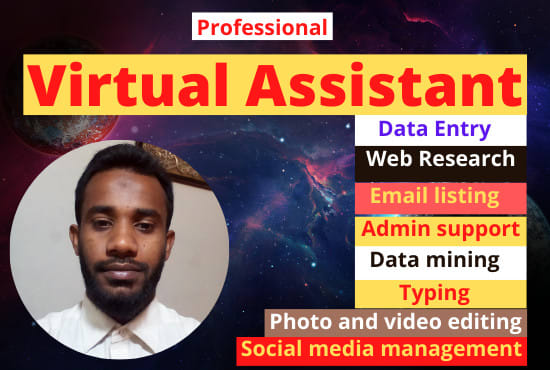 Gig Preview - Do data entry and professional virtual assistant job for your company