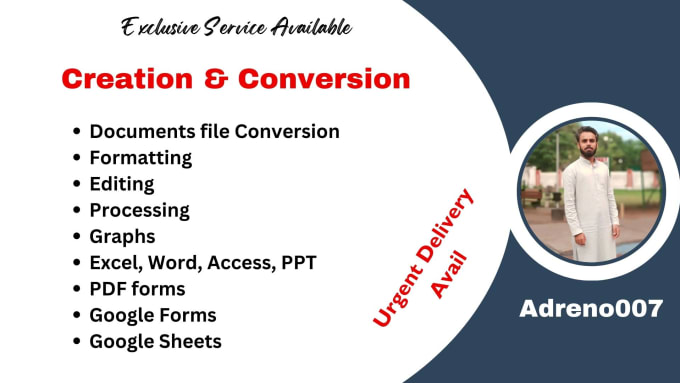 Gig Preview - Professional file conversion, formatting, forms creation, typing, editing