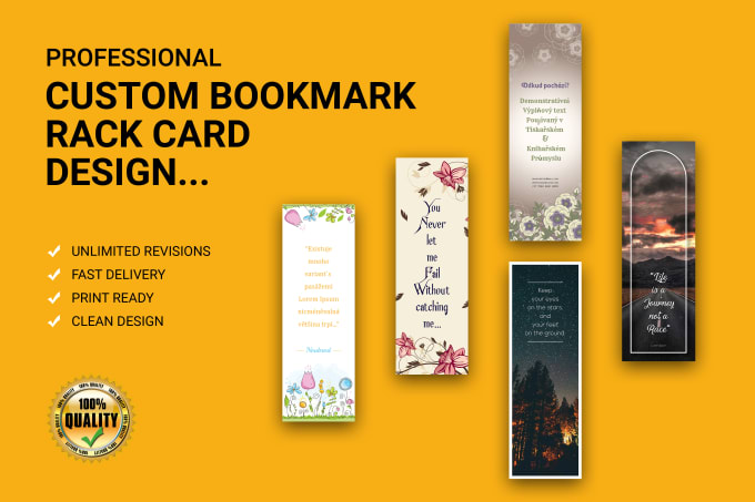 Gig Preview - Do creative print ready custom bookmark door hanger rack eddm card quotes design