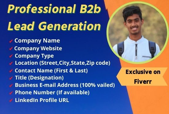 Gig Preview - Do high quality b2b lead generation with valid email