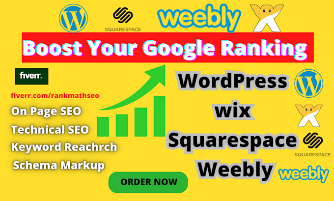 Gig Preview - Optimize website onpage technical SEO for wordpress wix squarespace weebly