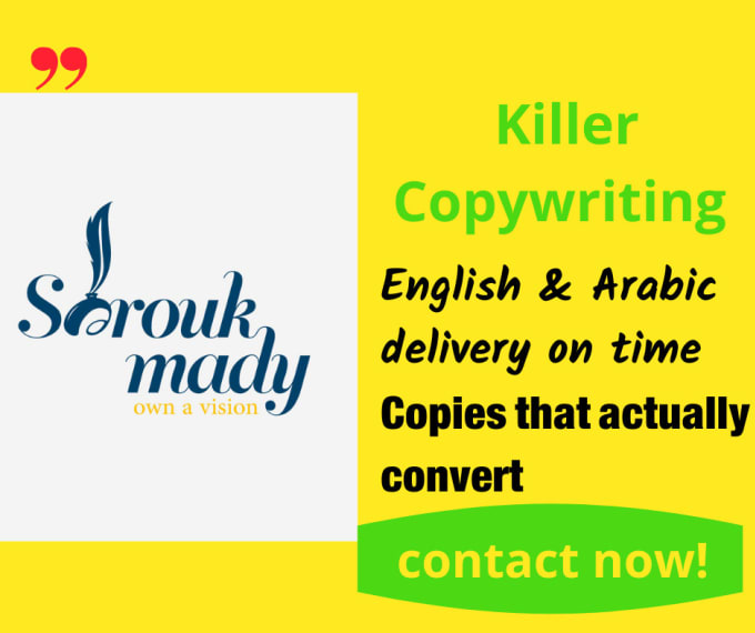 Gig Preview - Be your english and arabic copywriter for social media and blog