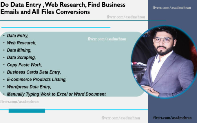 Gig Preview - Do data entry, business emails,  web research, all PDF conversion