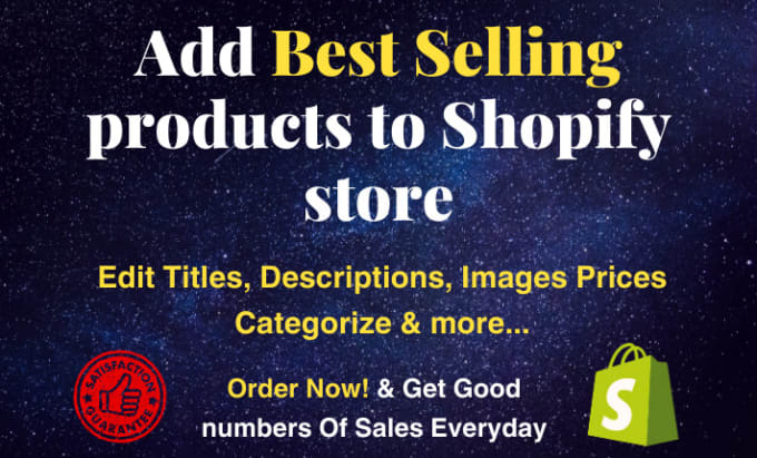 Gig Preview - Add upload best selling winning product to shopify store