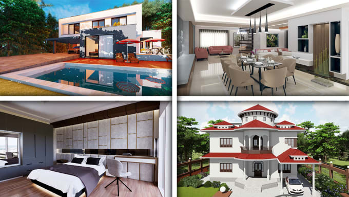 Gig Preview - Design interior, exterior with 3d modeling and rendering