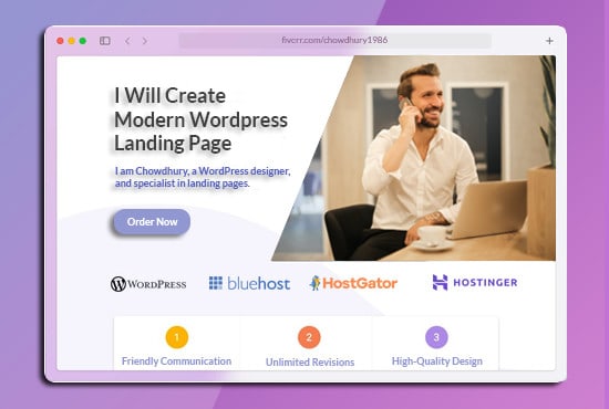 Gig Preview - Create  modern wordpress landing page