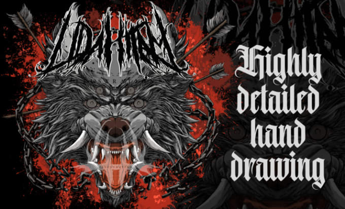 Gig Preview - Draw amazing dark illustration for your tshirt, logo and poster