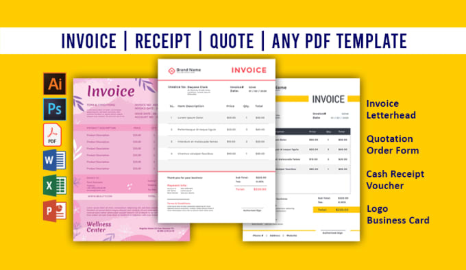 Gig Preview - Design custom invoice, letterhead, receipt, PDF template