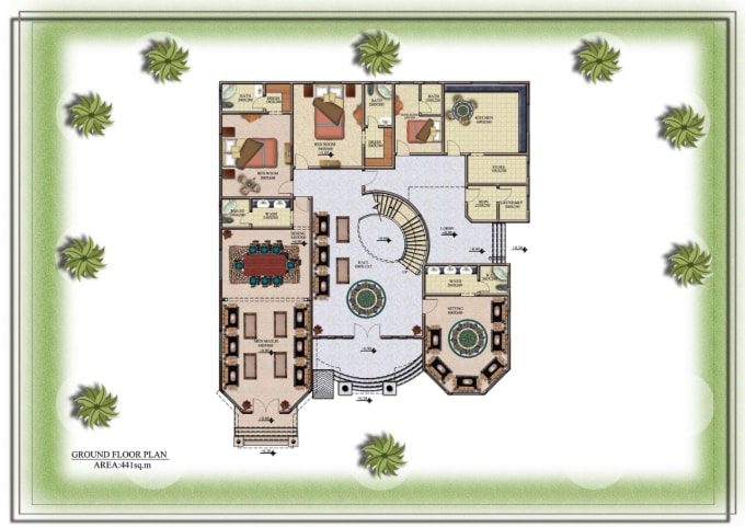 Gig Preview - Render 2d architectural floor plan in photoshop