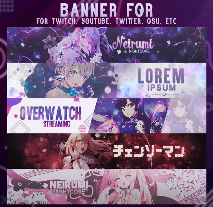 Gig Preview - You a banner for twitch, youtube, twitter, etc