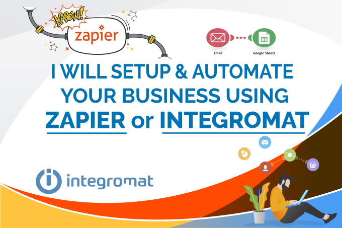 Gig Preview - Help or setup automating your business using zapier or integromat