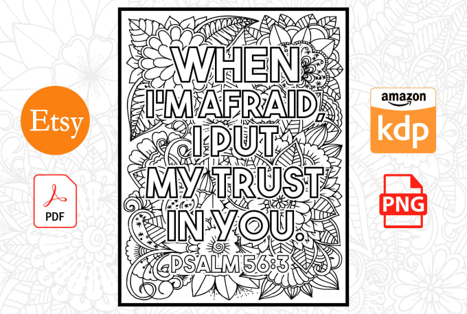 Gig Preview - Design floral pattern bible verse coloring book pages for amazon