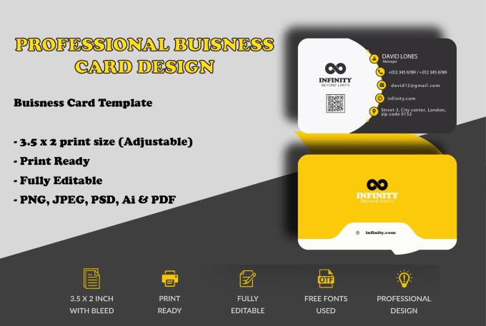 Gig Preview - Design your minimal professional business card design