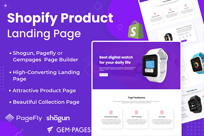 Gig Preview - Create shopify product landing page with shogun, pagefly, or gempages