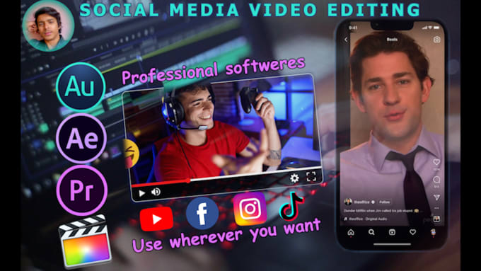 Gig Preview - Be your social media video editor and shorts creator