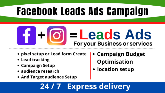 Gig Preview - Setup facebook lead ads campaign for your business or service