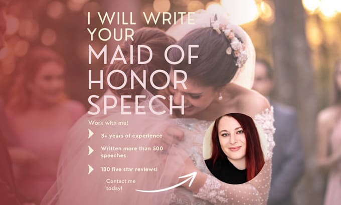 Gig Preview - Write you an emotional and funny maid of honor speech