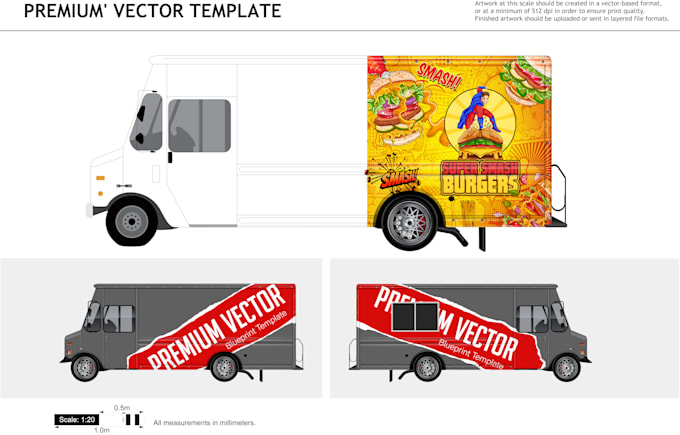 Gig Preview - Do professional vehicle blueprint template for car wraps