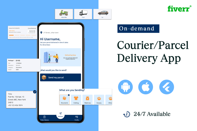 Gig Preview - Build on demand courier delivery app and parcel delivery app with free website