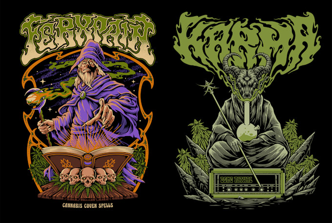 Gig Preview - Create custom psychedelic illustrations, logo, t shirts for bands and brands