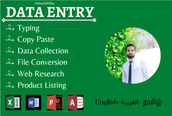 Bestseller - do professional data entry in english, arabic and tamil