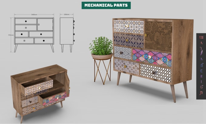 Gig Preview - Do 3d design with drawings for furniture projects