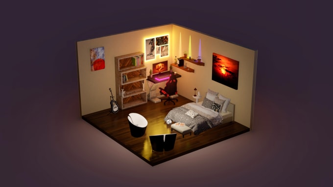 Gig Preview - Design your room to 3d isometric