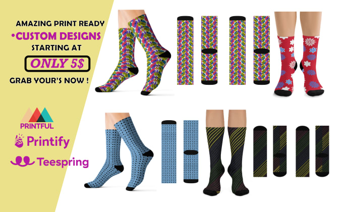 Gig Preview - Create custom and unique socks design for you