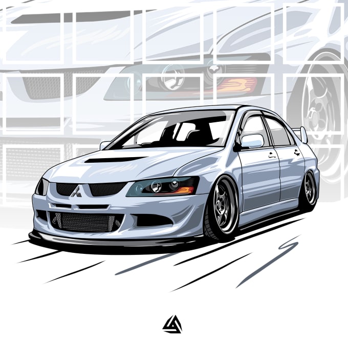 Gig Preview - Draw vector illustrations of cars with background