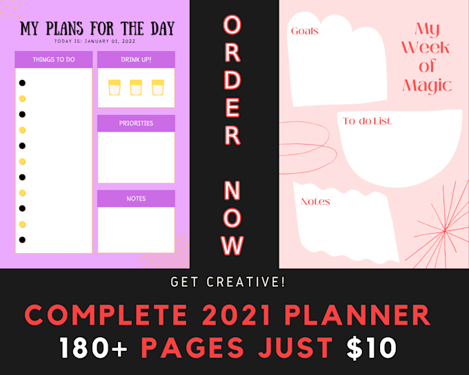 Gig Preview - Create a cute planner journal of 180 plus pages