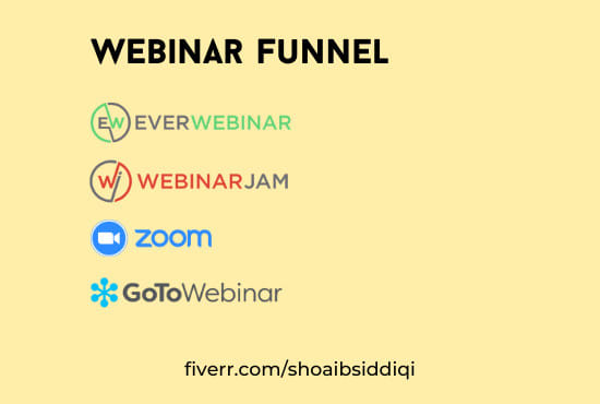 Gig Preview - Create webinar funnel on ever webinar, webinar jam, zoom, goto webinar