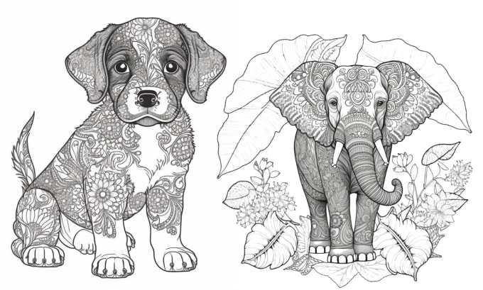 Gig Preview - Create 100 animals mandala coloring pages for  KDP and etsy