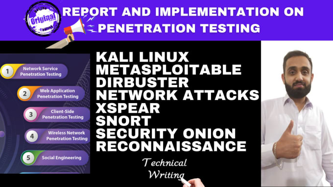 Gig Preview - Make penetration test and cybersecurity report in kali linux